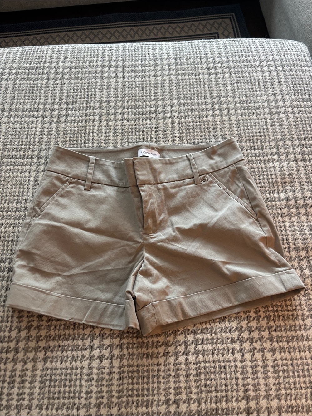 Calvin Klein Women's Beige Tailored Cotton Shorts